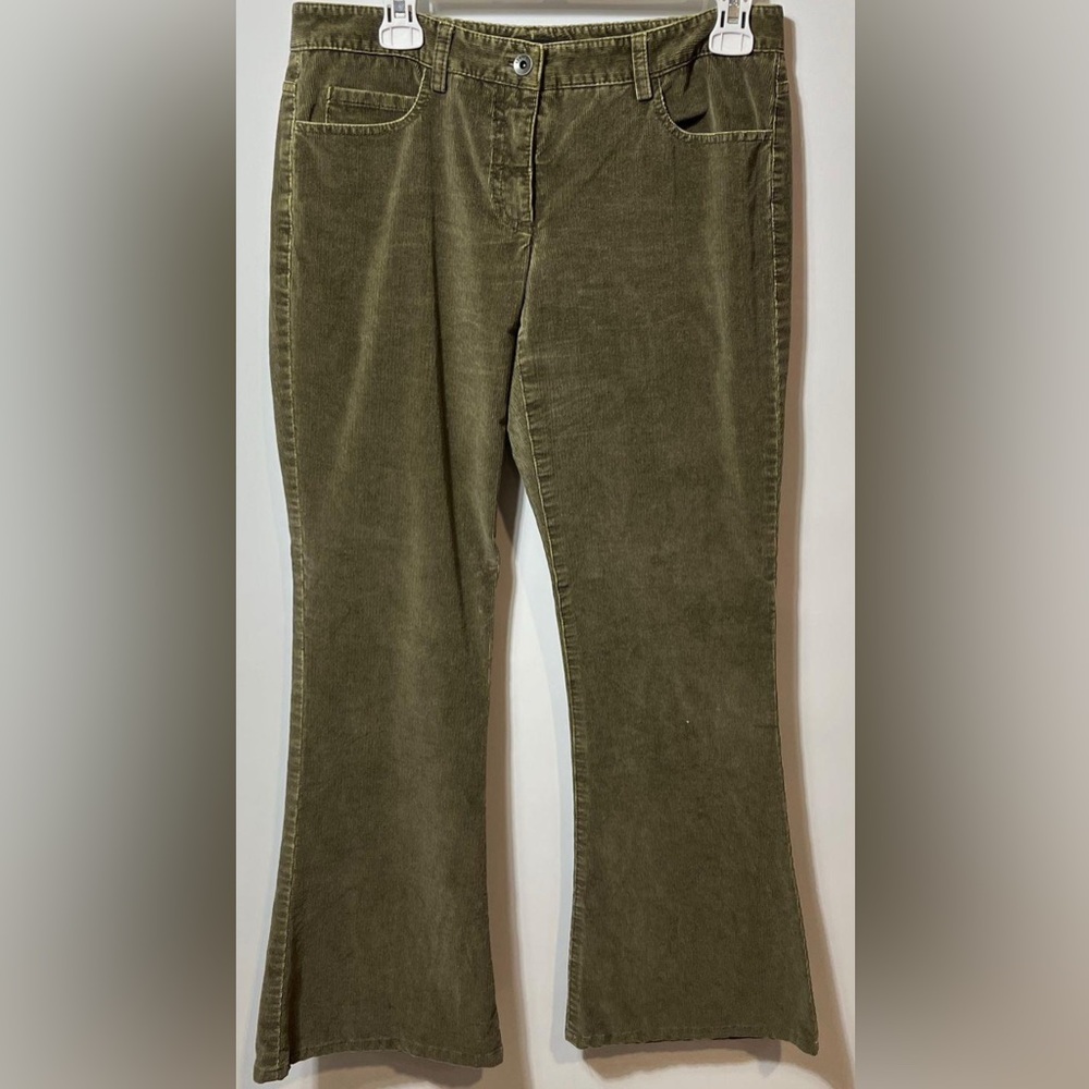 Theory Womens Khaki Green Flared  Corduroy Size 6
